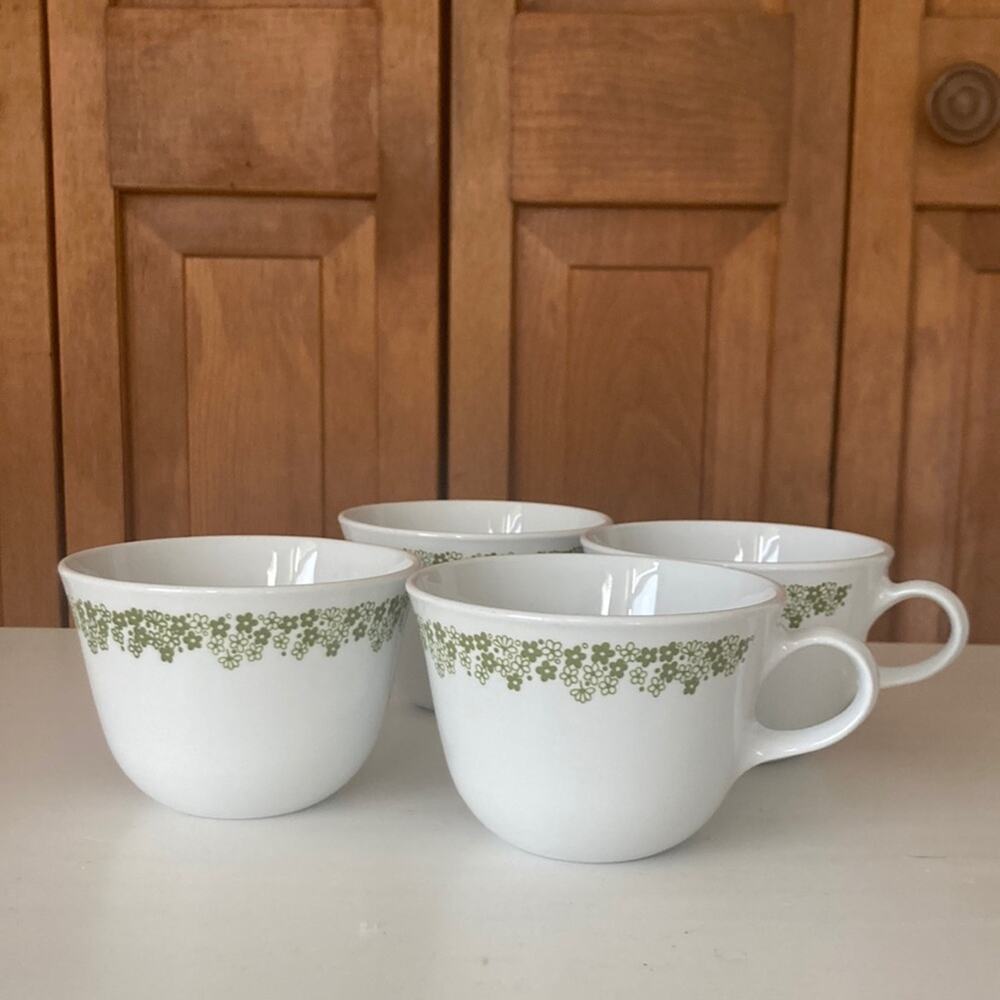 Vintage Corelle “Crazy Daisy” Coffee Cups, Set of 4